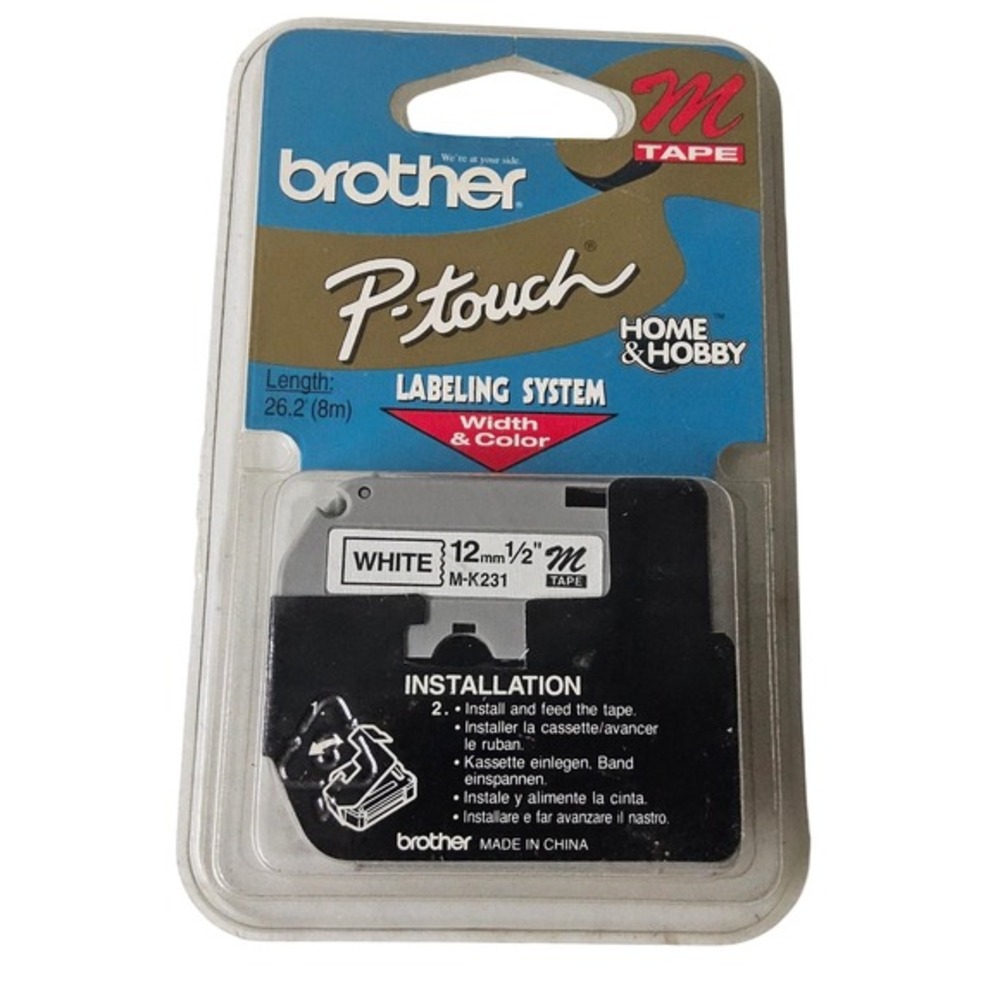 Brother P-Touch M-K231 Label‎ Tape White 12mm 1/2" Home & Hobby